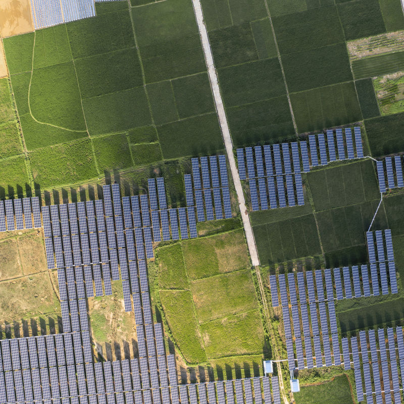 Luftfoto af solceller