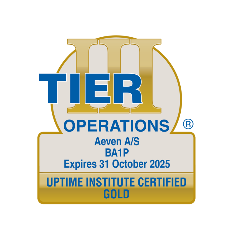 Aeven datacenter er TIER III Operations Gold Certified af Uptime Institute