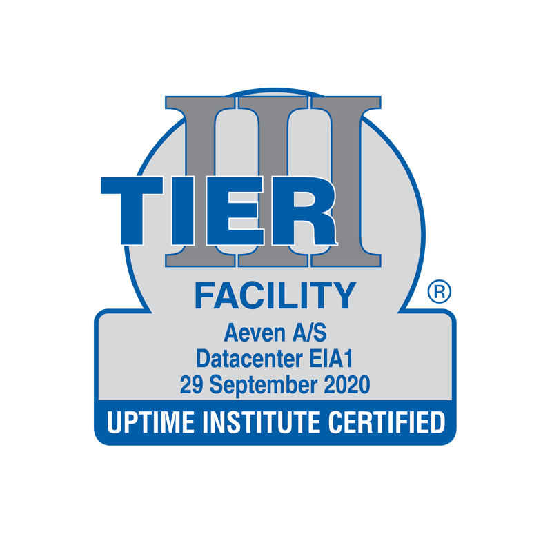 Aeven datacenter er TIER III Facility Certified af Uptime Institute
