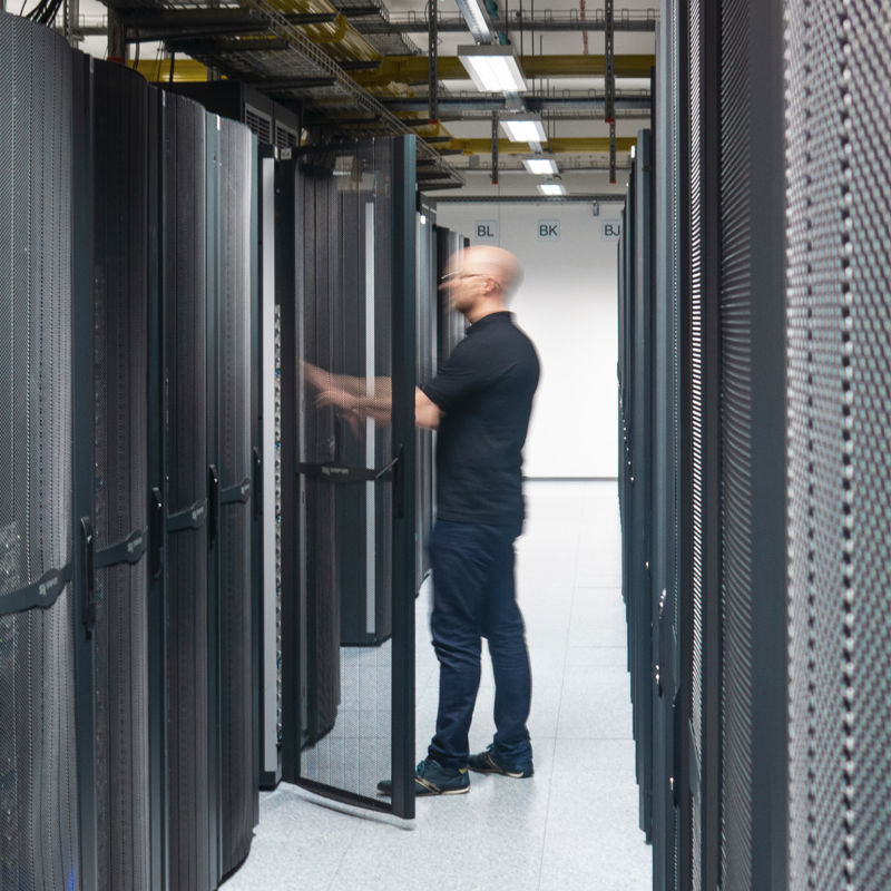 Technician in data center